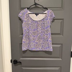 Tommy Hilfiger Lavender Paisley Short Sleeve Top Size M